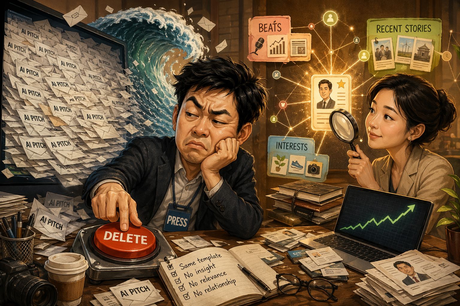 미디어비 블로그 사진: 수많은 피칭을 삭제하는 기자의 모습